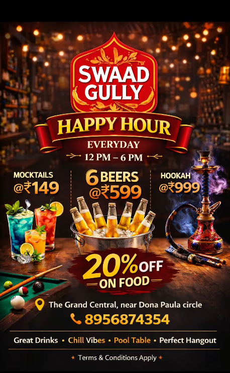 Happy hour and hookah special poster