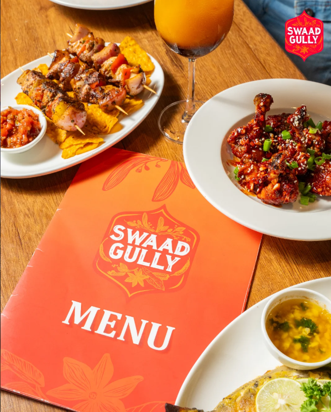 Swaad Gully signature multi-cuisine dishes and menu card