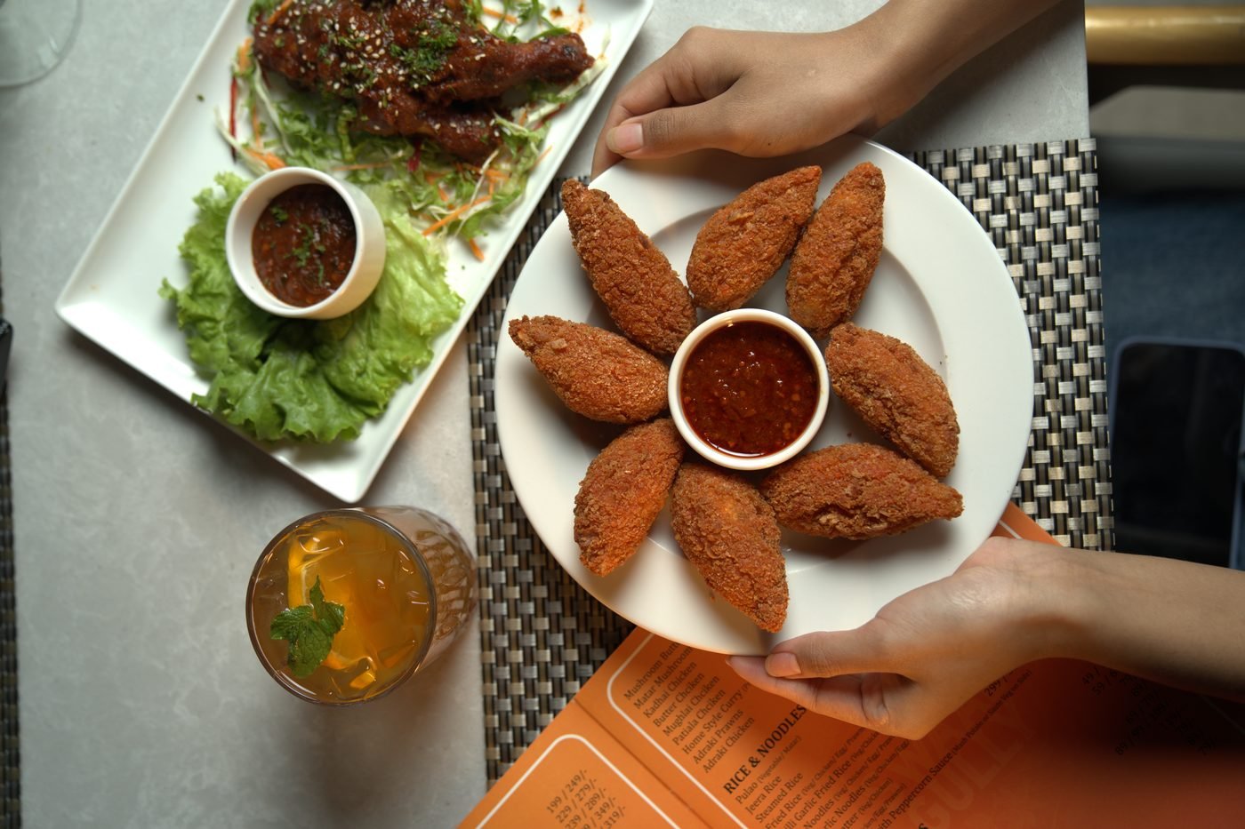 Signature kababs plated at Swaad Gully